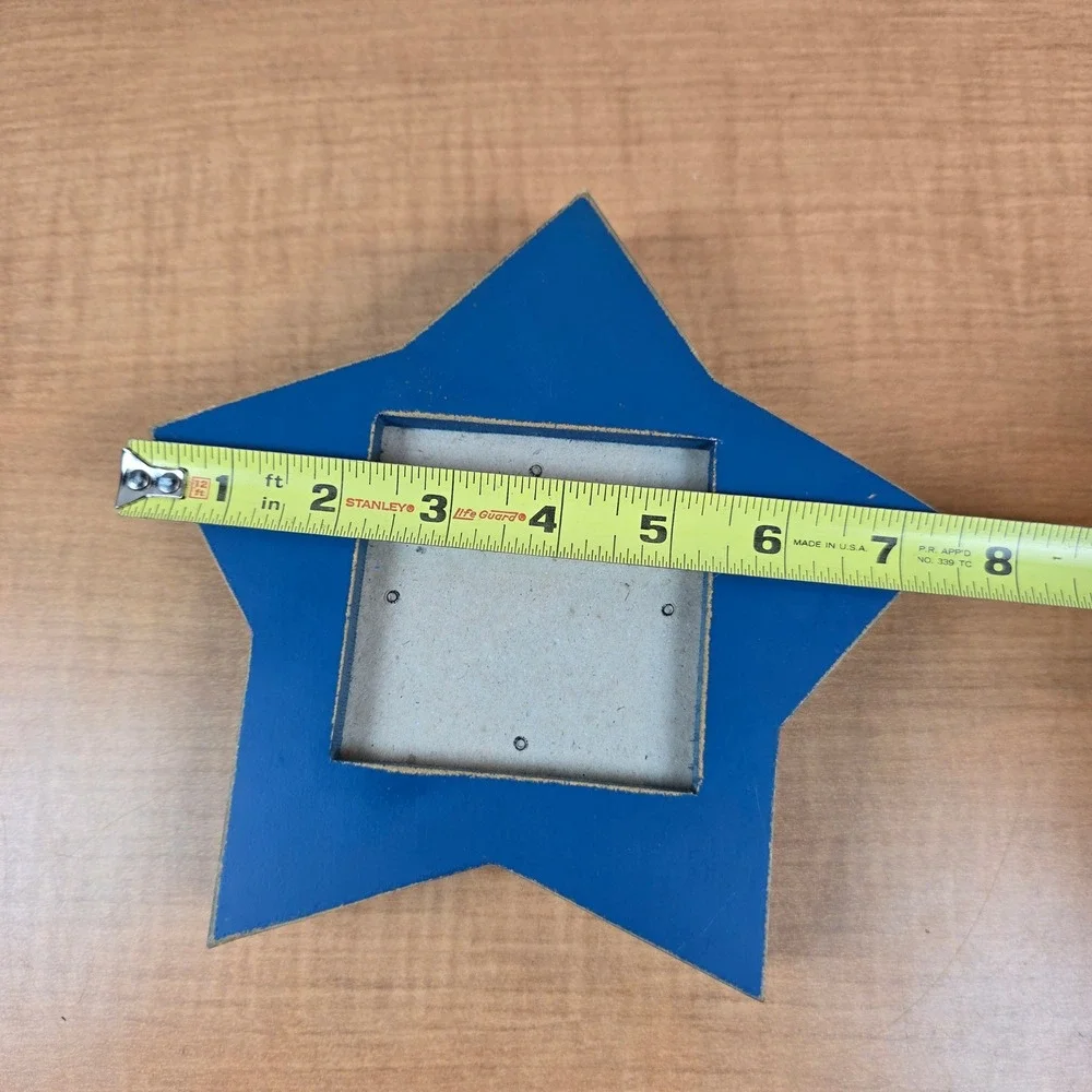 Picture Photo Frame Distressed Blue Star Wooden Dual Sided 3